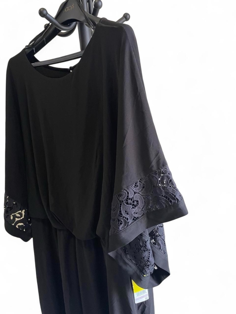 Jessica Howard Black wide-Sleeve Lace-Trim Dress